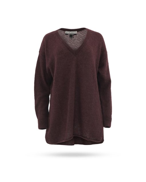 10days 20 611 3203 v neck thin knit sweater aubergine 1