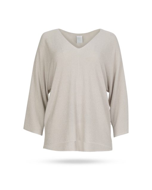 Mary Yve Lurex V Pullover Taupe 85095