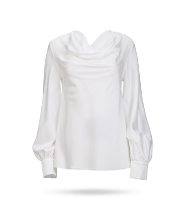 D Exterior Bluse mit Wasserfallkragen Weiss 59703 1BIAN 1