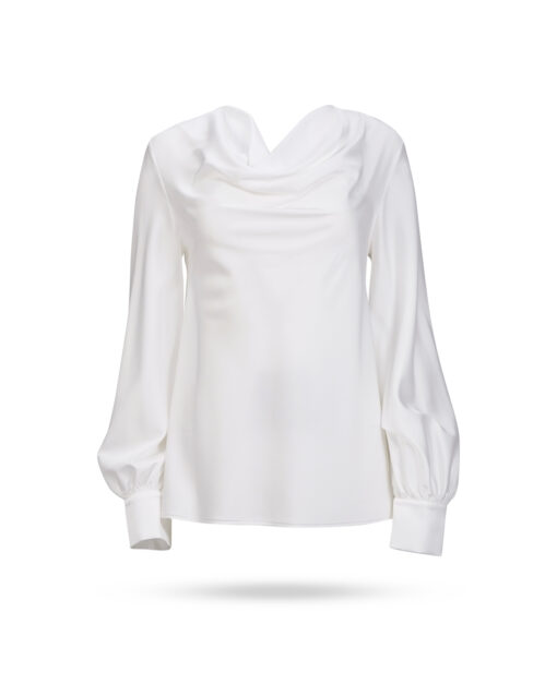 D Exterior Bluse mit Wasserfallkragen Weiss 59703 1BIAN 1