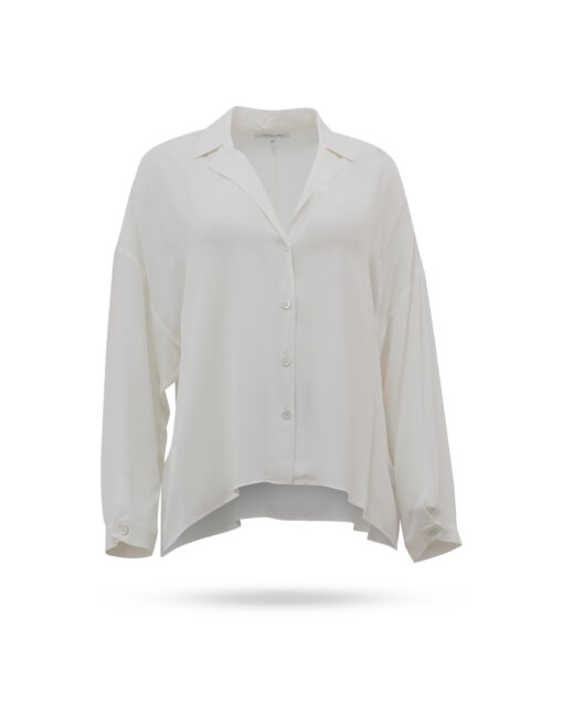 Patrizia Pepe Viskose Bluse V Ausschnitt Naturweiss 8C0649 A8I1
