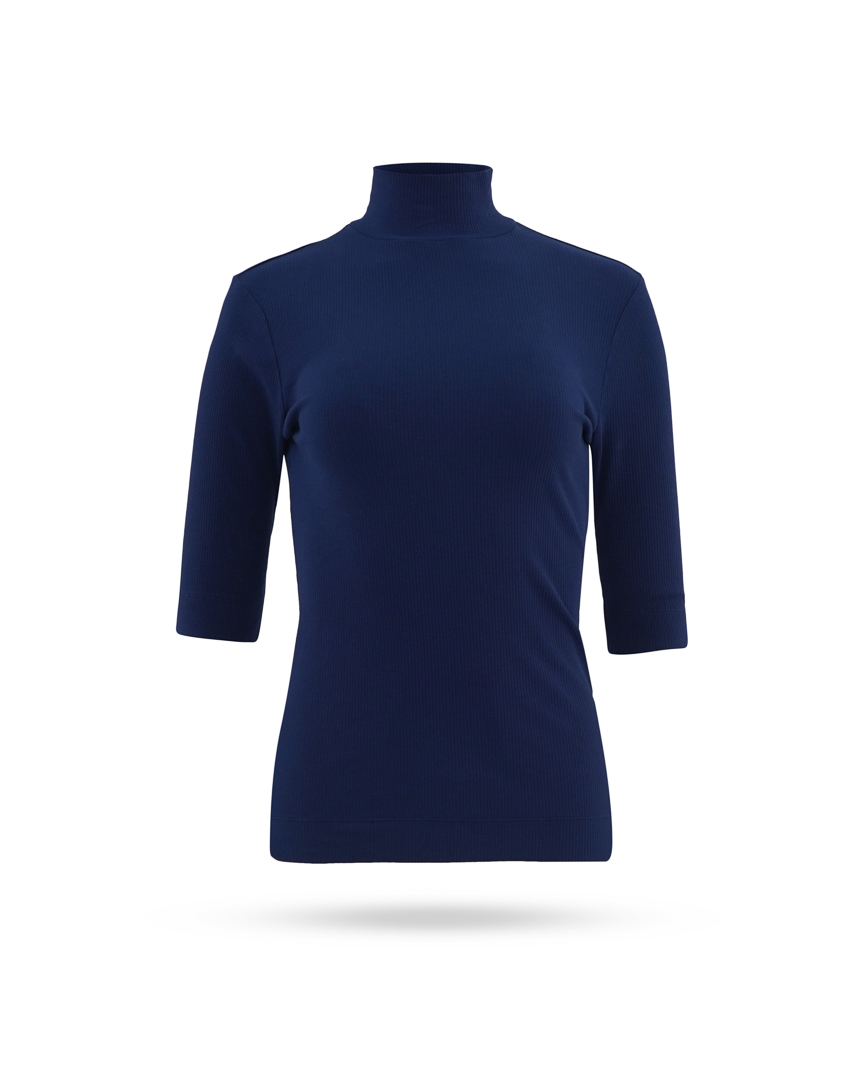 Penn Ink Rippshirt mit Stehkragen 12 Arm Royalblau
