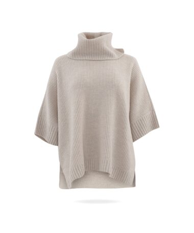 repeat grobstrick poncho pullover kreide 1