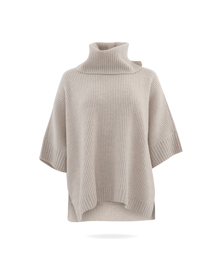 repeat grobstrick poncho pullover kreide 1