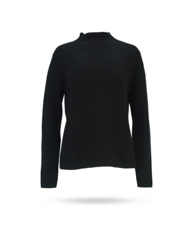 Mary Yve Cashmere Grobstrick Stehkragen Pullover Schwarz