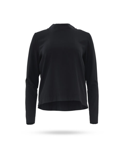 Mary Yve Seiden Stehkragen Shirt mit Jerseyeinsatz Schwarz