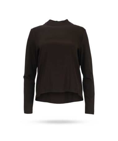 Mary Yve Seiden Stehkragen Shirt mit Jerseyeinsatz Braun 200132
