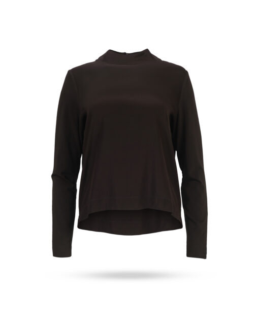 Mary Yve Seiden Stehkragen Shirt mit Jerseyeinsatz Braun 200132
