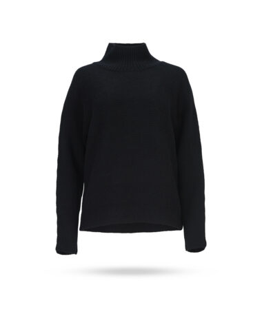 Mary Yve Grobstrick Stehkragen Pullover Schwarz 75087
