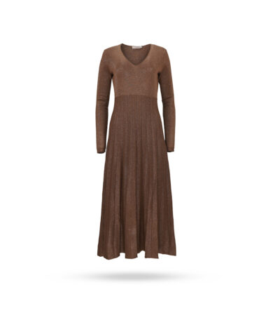 Twinset Lurex Plisseekleid Nougat 3270