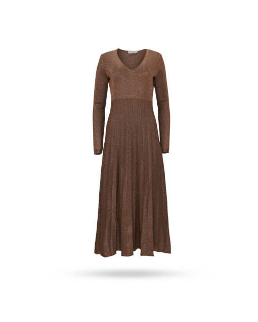 Twinset Lurex Plisseekleid Nougat 3270