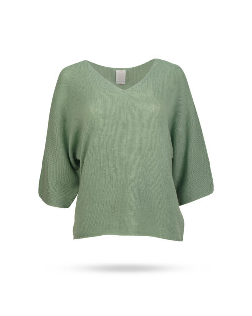 Mary Yve Cashmere V Pullover Schilfgruen 50385 682