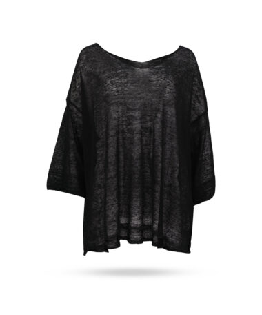 10 Days Ponchopullover in Leinenstrick Schwarz 609 1012