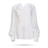 D Exterior Bluse mit Wasserfallkragen Weiss 59703 1BIAN 1
