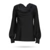 D Exterior Bluse mit Wasserfallkragen Schwarz 59703 2NERO 1