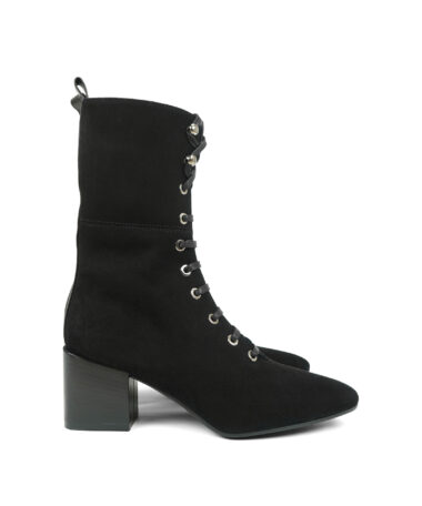 Studio Malori Schnuerrstiefelette Schwarz Velour_1