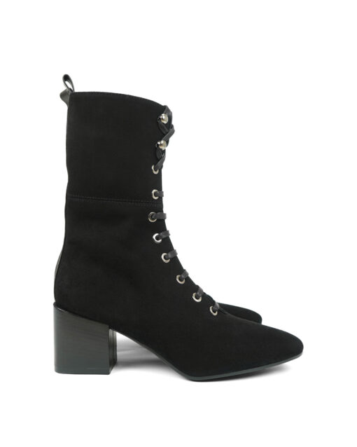 Studio Malori Schnuerrstiefelette Schwarz Velour_1